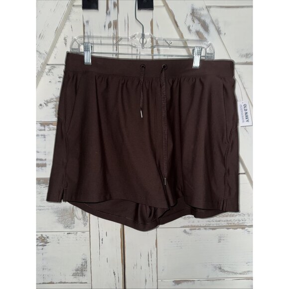 Old Navy Active Powersoft High Rise Go Dry Shorts Loose Brown Womens L - Picture 2 of 8